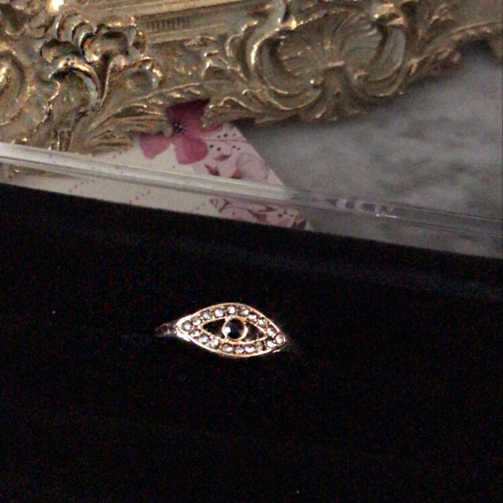 Crystal evil eye ring